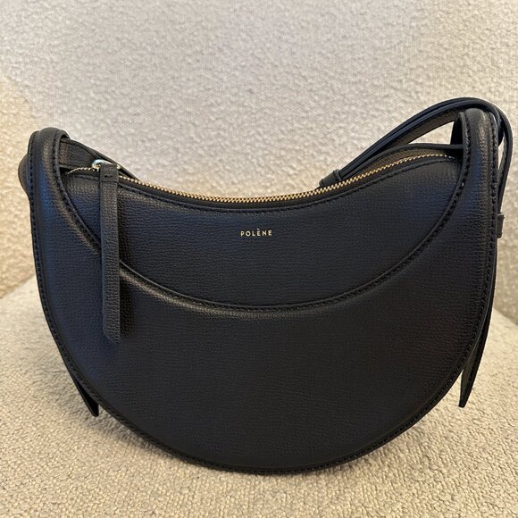 Polene Numero Dix (Number Ten Bag - Monochrome Black Textured leather) - Picture 9 of 15